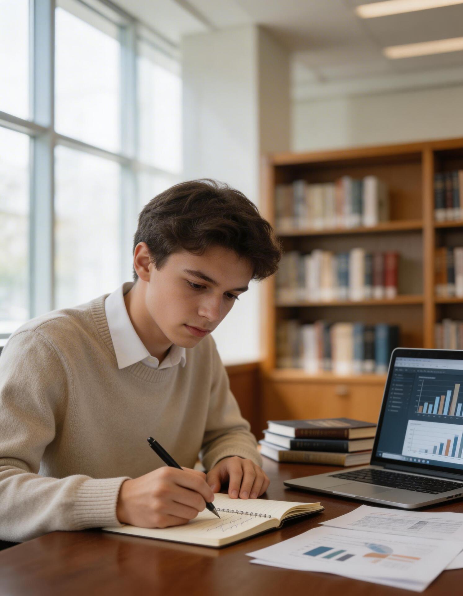 Student conducting research